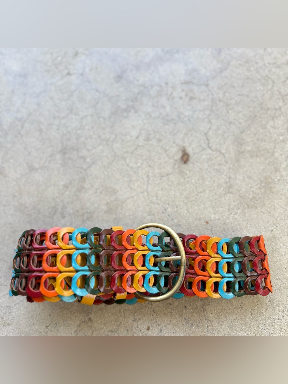 Vintage Rainbow Bonded Leather Wide Belt OS preloved